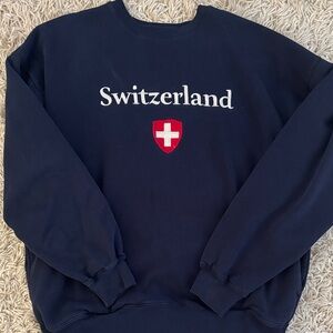 Brandy Melville Switzerland Dark Blue Crewneck Sweater